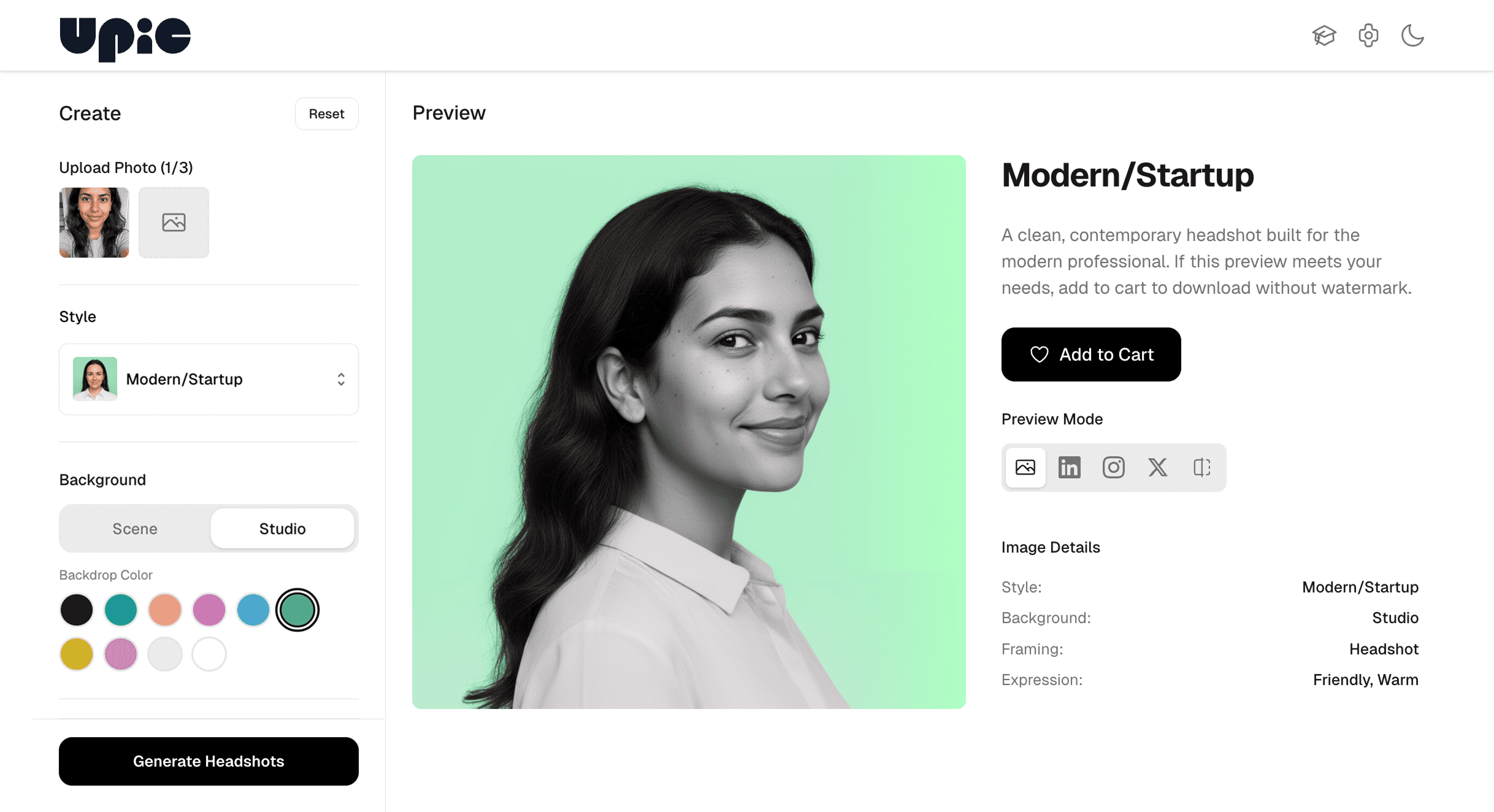 Studio Minimal - female professional headshot example